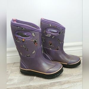 Bogs Kids Purple Rain & Snow Boots with Pink Trim